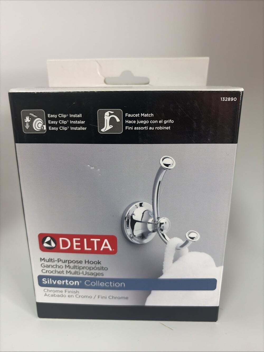 Delta Multi-Purpose Double Wall Hook 132890 Silverton Chrome Finish New